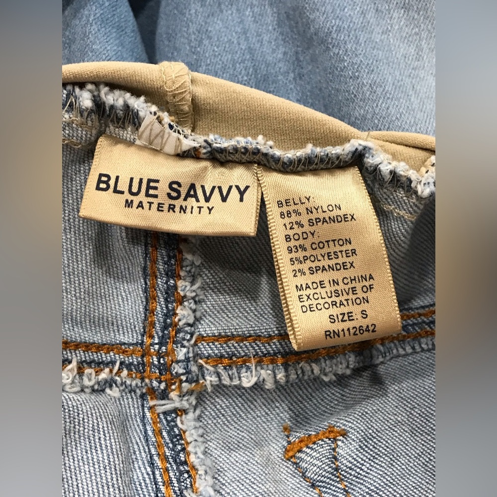 Blue Savvy Maternity Stretch Skinny Crop Jegging Distress Denim Jean Pants Ladie - Picture 10 of 11